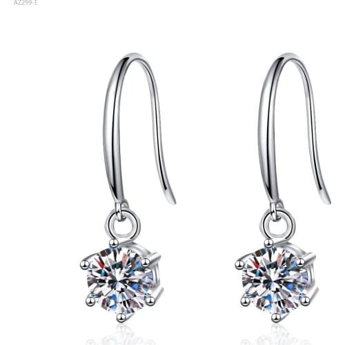 Passed Diamond Test Excellent Moissanite Single Drill Earrings 925 Sterling Silver Perfect Cut 1-2Ct Gem Women Wedding Gift