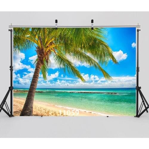 Scenic Seaside Palm Tree Vinyl Photography Backdrops Photo Booth Backgrounds for Photo Studio Party Backdrop for Children Baby