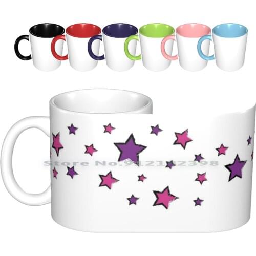 Star Curve Ceramic Mugs Coffee Cups Milk Tea Star Sky Violet Purple Pink Sweet Fancy Hingucker Star World Eel Cosmos Template