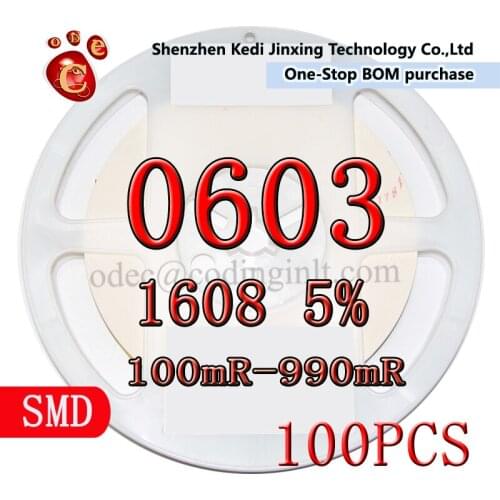 0603 1608 5% SMD resistor 100pcs 0.1R 0.12R 0.15R 0.2R 0.22R 0.24R 0.3R 0.33R 0.36R 0.39R 0.43R 0.47R 0.51R 0.56R 0.62R 0.68R