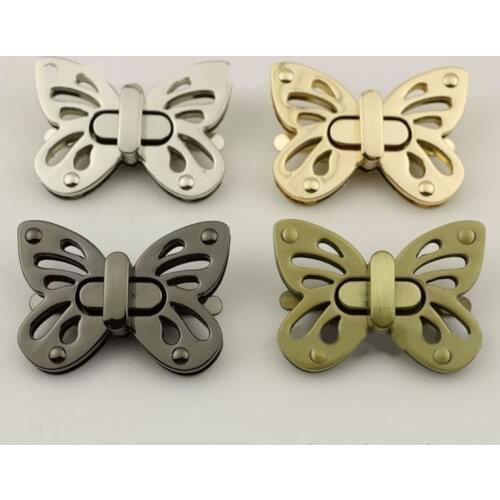 1 piece Metal Butterfly Turn Twist Lock Clasp for Leather Craft Women Bag Handbag Shoulder Bag Purse DIY Hardware Accessories