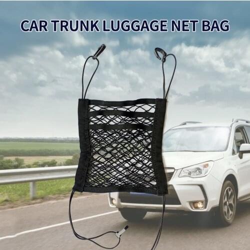 1 X Car Storage Net with 4 Hooks 3 Layer Seat Hanging Bag Mesh Pocket Tidy Organiser Nylon Holder Elastic Attached Marginal Band