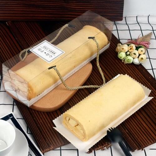10Pcs Portable Transparent Swiss Roll Plastic Cake Box With Paper Tray Cupcake Mooncake PET Packaging Gift Box Dessert Container