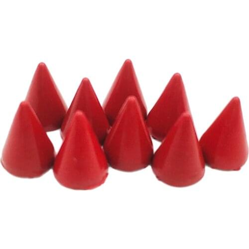 100sets 7x10mm Painted Red Cone Spots Metal Studs Spikes Leathercraft Rivets Punk Spike Clothes Bags Belt Pet Collars