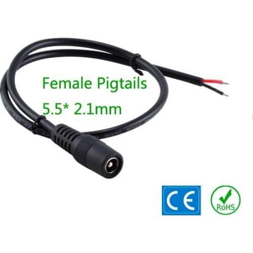 15CM DC Power Jack Adapter Plug Female Pigtails 5.5mm x 2.1mm 5.5*2.1mm for 12V Port Free Shipping