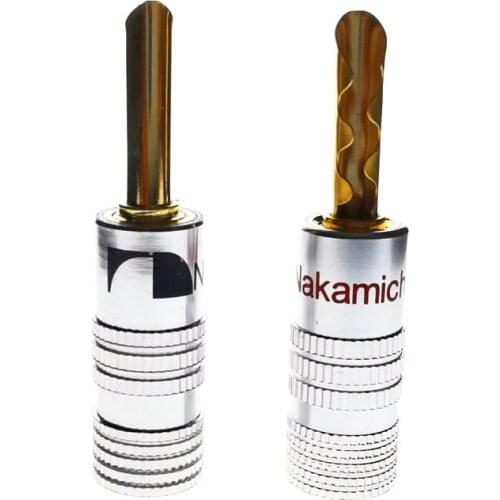 20PCS/LOT Nakamichi Banana Plug 24K Gold Plated Copper BFA 4mm Banana connector Male Speaker Plug