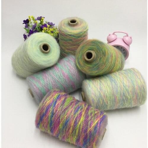 500g Segment Dyed Mohair Yarn Crochet Skin-Friendly Baby Wool Thread For DIY Hand Knitting Sweater Shawl Rainbow Puffy Yarn