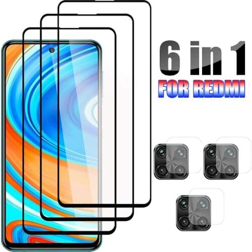 6in1 Tempered Glass For Xiaomi Redmi Note 8 9 10 Pro 8T 9A Screen Protector Camera Lens Film For Redmi 8 9 Pro K20 K30 K40 Pro