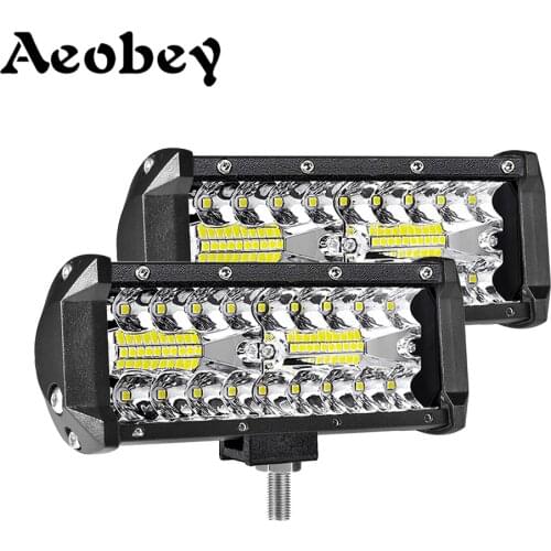 Aeobey 7inch Led Light Bar Work Light 120W Spot Led Work Light Bar Spot Beam for Offroad Tractor Truck 4x4 SUV ATV