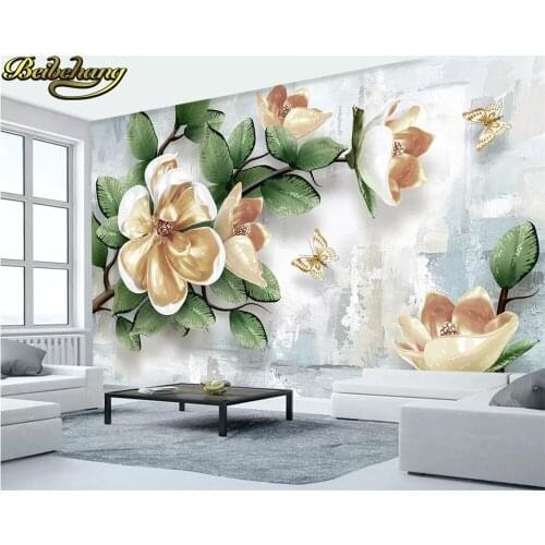 Beibehang papel de parede Custom wallpaper Nordic 3d embossed magnolia simple TV background wall papers home decor 3d wallpaper