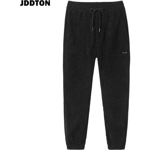 JDDTON Mens Harem Pants 100% Cotton Sweatpant Jogger Pant Trousers Loose Casual Hip Hop Japanese Male Harajuku Streetwear JE579