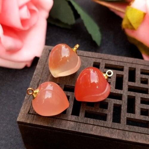 One pieces loose beads RED AGATE PEACH SHAPE PENDANT 17MM for DIY jewelry making FPPJ wholesale