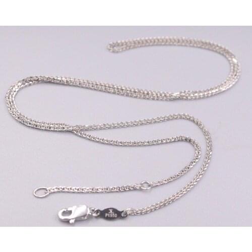 Real Pure Platinum 950 Chain For Women Wheat 1mm Adjustable Link Necklace 16.5-18inchL