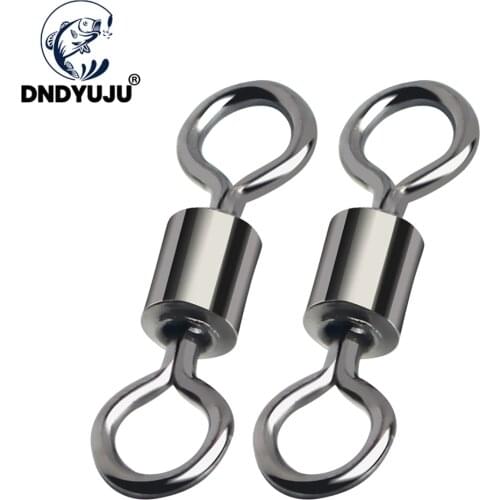 DNDYUJU 10pcs 1/0-4/0 Fishing Connector 8-word Ring Rolling Swivel Solid Ring Sea/River/Lake Fishing Barrel Bearing Rolling