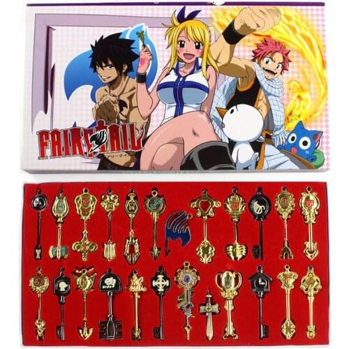 Fairy Tail Lucy 26pcs/set Cosplay Figure Key Keychain Scale & Free Pink Tattoo Heartfilia sign of the zodiac gold Key Doll