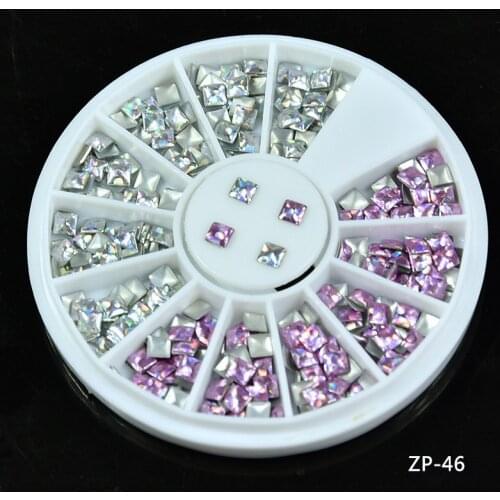 2color(holo pink&silver)Nail Wheel Design Holographic Rivet Nail Stud Nail Charms Mixed Shape Nail Art Decorations For Manicure