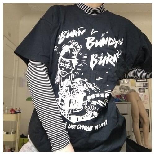 Hahayule-JBH Burn Bundy Burn T-Shirt Unisex Ted Bundy Execution Day Shirt Vintage Fashion Serial Killer Tee