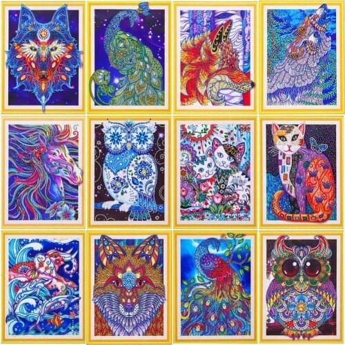 HUACAN Diamond Painting Animal Diy Diamond Embroidery Special Shape Rhinestone Picture Diamond Mosaic Kit 40x50