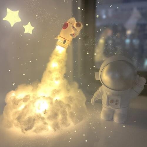Astronaut Colorful LED Clouds Rocket Lamp Rainbow Effect As Childrens Night Lights Creative Birthday Gift Home Decoration