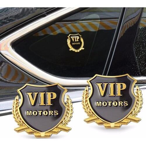 2pcs 3D Logo VIP MOTORS Metal Car Chrome Emblem Decal Door Window for Nissan Teana X-Trail Qashqai Livina Sylphy Tiida Sunny Mar