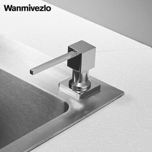 Deck Mounted Kitchen Soap Dispensers Square Pump Chrome Finished Soap Dispensers for Kitchen Built in Counter top Dispenser 2306