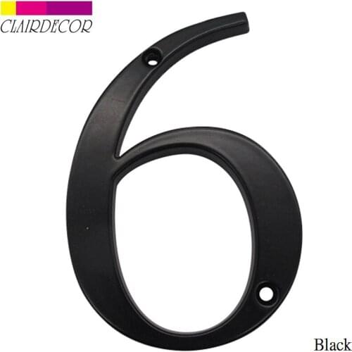 House Number 101mm Flush Mount Black Metal Number Door Address Number Zinc Alloy Screw Mounted Outdoor Address Sign #6