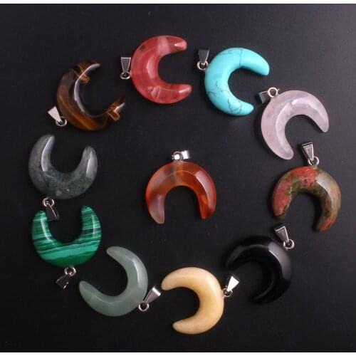 Wholesale 12pcs/lot Natural Stone Horseshoe Shape Necklace Pendants for DIY Jewelry Making Women Fashion Choker Pendulum