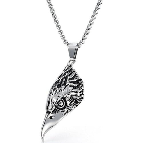 Punk Eagle Necklace Pendants Animal Titanium Steel Hawk Charm Pendant Necklace Skull Jewelry
