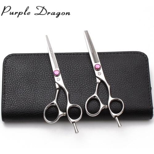 1Pair Z9014 5" 5.5" 6" 440C Purple Dragon Barber Scissors Cutting Shears Thinning Shears Haircut Set Professional Hair Scissors