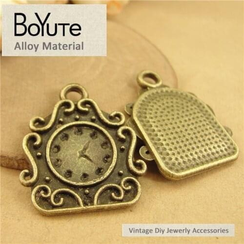 BoYuTe (30 Pieces/Lot) 29*24MM Antique Bronze Plated Zinc Alloy Clock Charms Pendants Handmade Jewelry Diy Jewelry Making Craft