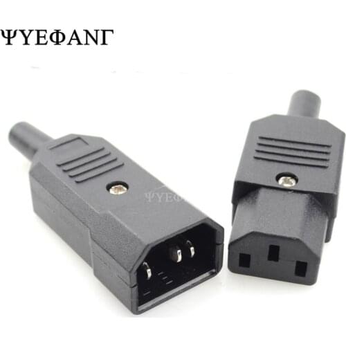 IEC Straight Cable Plug Connector C13 C14 10A 250V Black female&male Plug Rewirable Power Connector 3 pin AC Socket