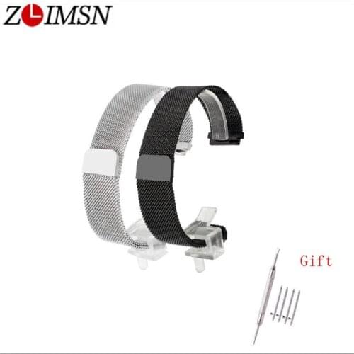 ZLIMSN 18 20 22mm Milan Stainless Steel Silver Black Loop Watchbands Quick Release Magnetic Adjustable Strap For mens womens
