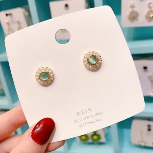 Korean Baroque Pearl Retro Earrings Women Fashion Opal Circle Earrings Prevent Allergy Needle Net Red Earrings Women