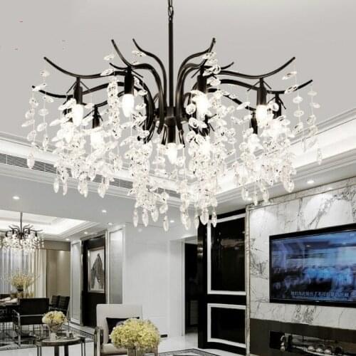 American Meals light living room lamp modern atmosphere K9 crystal lamp dining room bedroom living room Pendant Lights LB32602