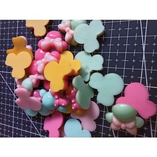 1pcs/lot Resin flat back micky head with bow 21mm Ornaments Micro landscape Ornaments Creative Home Gardening Decorations