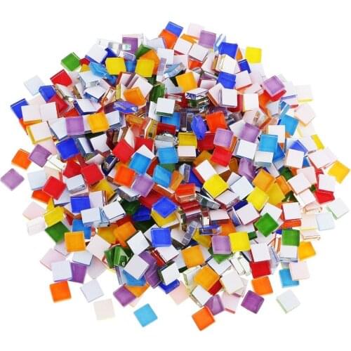 100Pcs Fashion Crystal Glass Mosaic Tile Handmade Creative Material For Kids DIY Craft Suppies Mixed Color Mini Mosaic Tile