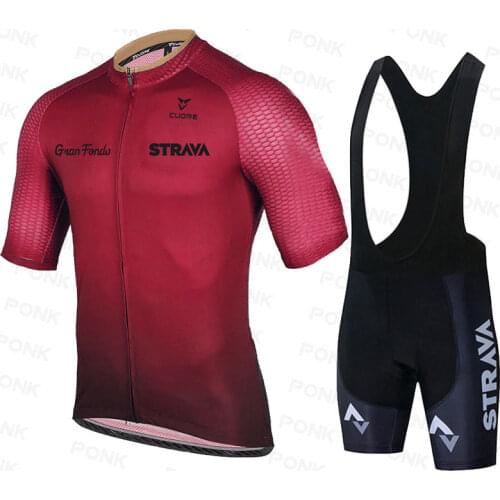 2020 Team STRAVA Cycling Jerseys Bike Wear clothes bib gel Sets Clothing Ropa Ciclismo uniformes Maillot Sport Wear