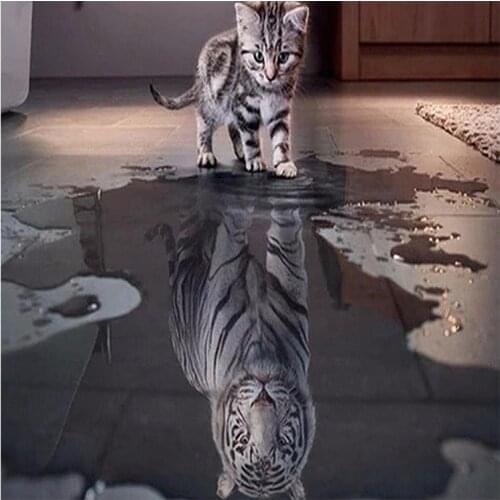 DIY Diamond Painting Cross Stitch Resin Cat Tiger Animal Needlework Embroidery Mosaic Crafts Home Decoration Gift