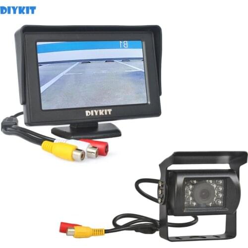 DIYKIT 4.3inch Car Monitor + Waterproof Rear View Backup Camera Parking Assistance System for Trucks Caravans Bus Motorhome