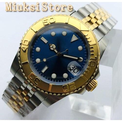 BLIGER Luxury Sterile Automatic Watch Sapphire Glass Stainless Steel Bezel Blue Dial Date Luminous NH35A Movement Watch