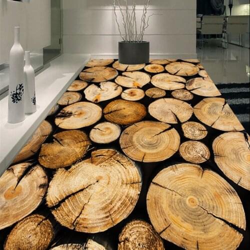 Country-style Sawmill Wood Pile Mural Floor Wallpaper Customized For Bathroom Living Room Home Decor Waterproof Floor Wall Paper