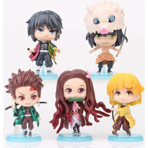 25PCS Kimetsu no Yaiba Demon Slayer Zenitsu Inosuke Tanjirou Nezuko Tomioka Giyuu 6-7CM Anime PVC Action Figures Toy