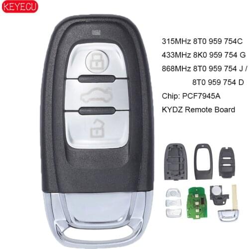 KEYECU KYDZ Smart Remote Key 315MHz 8T0 959 754C 433MHz 8K0 959 754 G 868MHz 8T0 959 754 J / 8T0959754D for Audi A4 A5 Q5 08-13