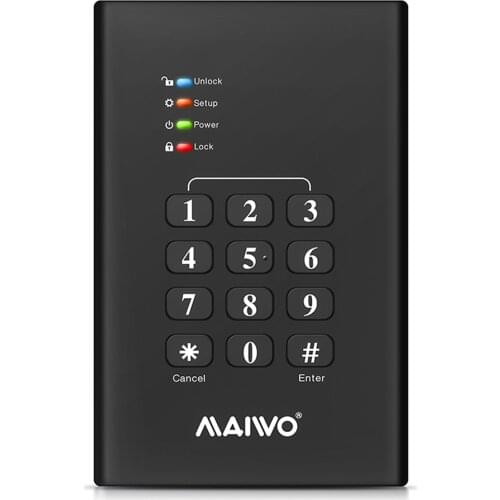 MAIWO 2.5 inch SATA III to USB 3.0 Encrypted Hard Drive Enclosure 2TB Password Locked HDD SSD Case External Hard Drive Enclosure