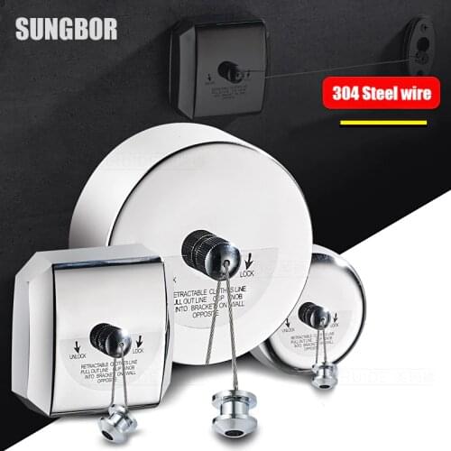 304 stainless steel clothes drying line high quality chrome or gold plating cloth cord bathroom accessories 2.8 M clothesline