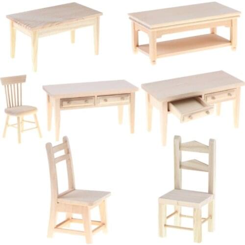 New 1 set Mini Dollhouse Furniture Desk Chair Miniature Living Room Kids Pretend Play Toy Developmental Toys