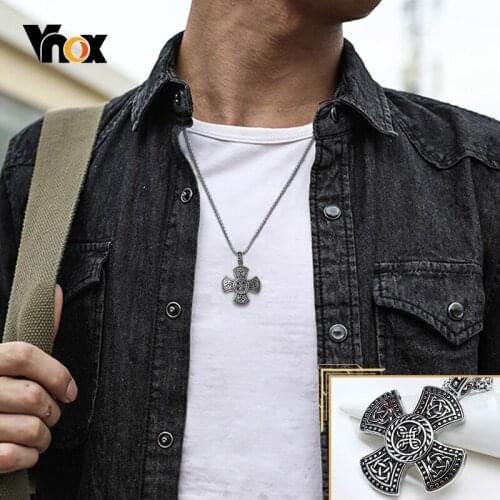 Vnox Rock Punk Norse Viking Mythology Necklaces for Men Jewelry,Stainless Steel Vintage Lucky Amulet Pendant Male Collar