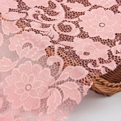 Soft Stretch Guipure Lace Fabric Floral Embroidered Mesh Tulle Fabric for Dress,Gowns,Black White Pink Navy Red by the meter