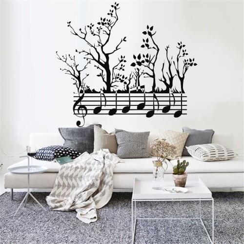 Nature Notes Music Wall Decal Classrooom Decor Forest Tree Branches Vinyl Wall Stickers Home Decoration For Living Room Z162