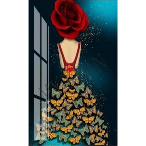 New Full square/round Handcraft Embroidery Rhinestones Mosaic Cross Stitch Diamond Painting Girl and Flower Nordic Decor gift